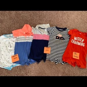 Five Infant Toddler Boy Rompers - 18 months